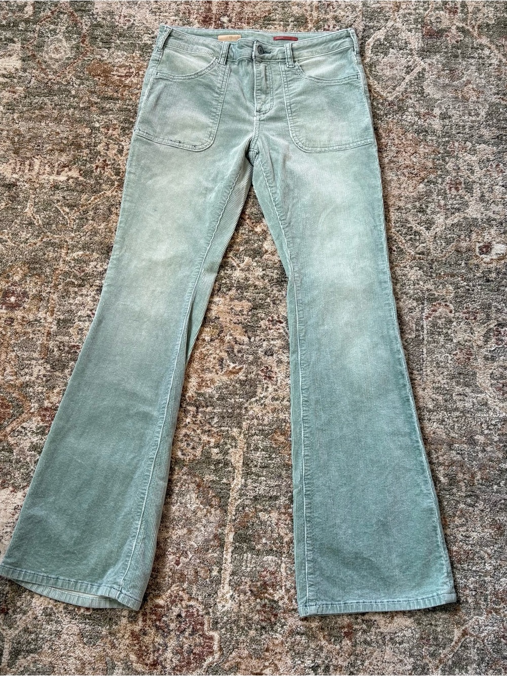 Pilcro by Anthropologie The Icon Sage Green Flare Corduroy Pants Size 28 - Picture 7 of 11